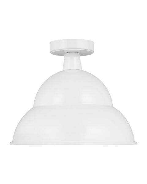 Barn Light 1-Light Outdoor Flushmount Ceiling Light in White
