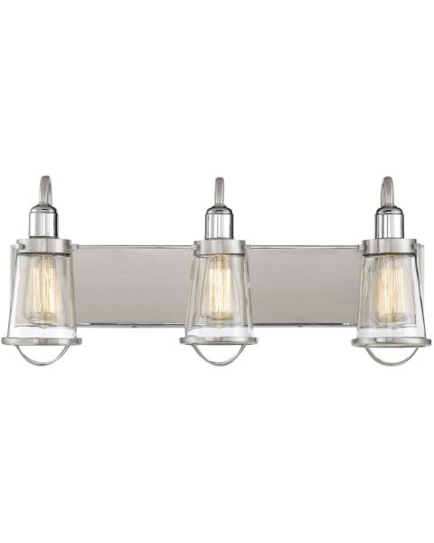 Savoy House Lansing 3 Light Bathroom Vanity Light in Satin Nickel with Polished Nickel Accents