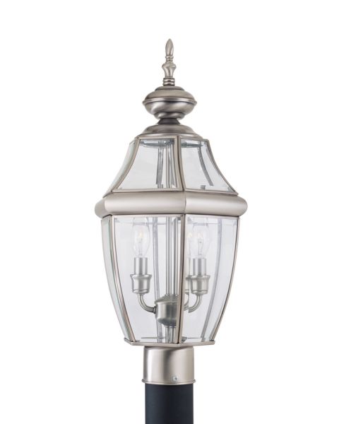 Sea Gull Lancaster 2 Light 22 Inch Outdoor Post Light in Antique Brushed Nickel
