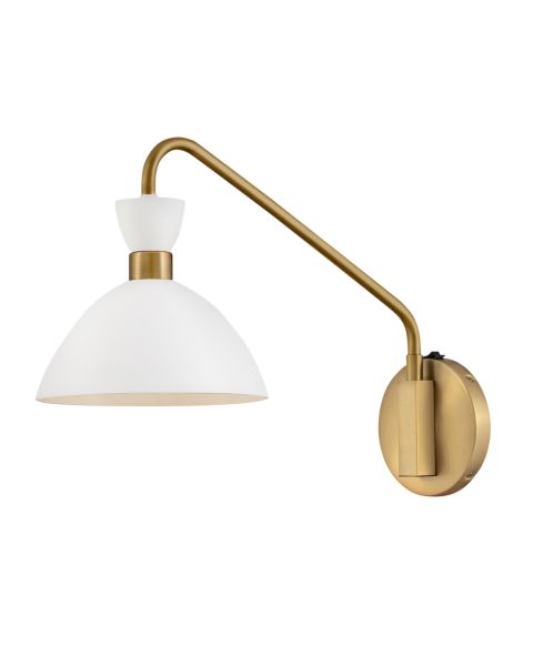 Simon Wall Sconce in Matte White with Heritage Brass accents