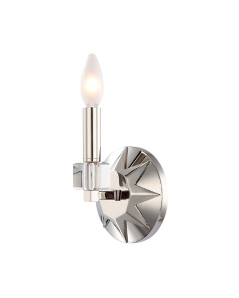 Crystorama Carson 8 Inch Wall Sconce in Polished Nickel with Crystal Cubes Crystals