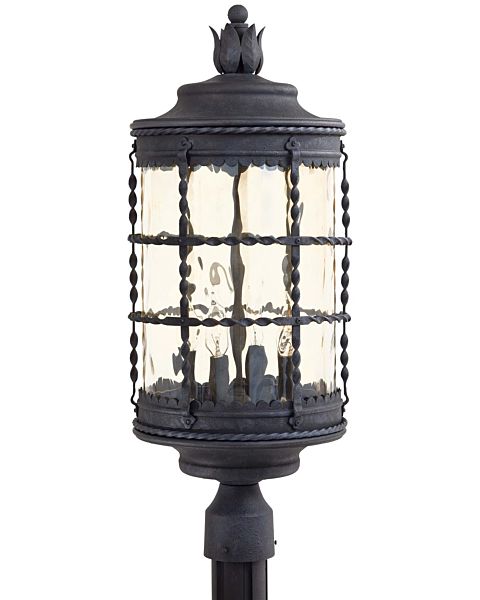 The Great Outdoors Mallorca 4 Light 26 Inch Outdoor Post Light in Spanish Iron