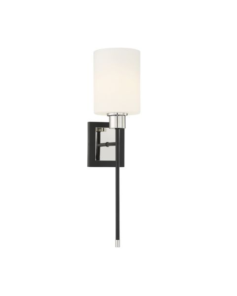 Savoy House Alvara 1 Light Wall Sconce in Matte Black with Polished Nickel Accents