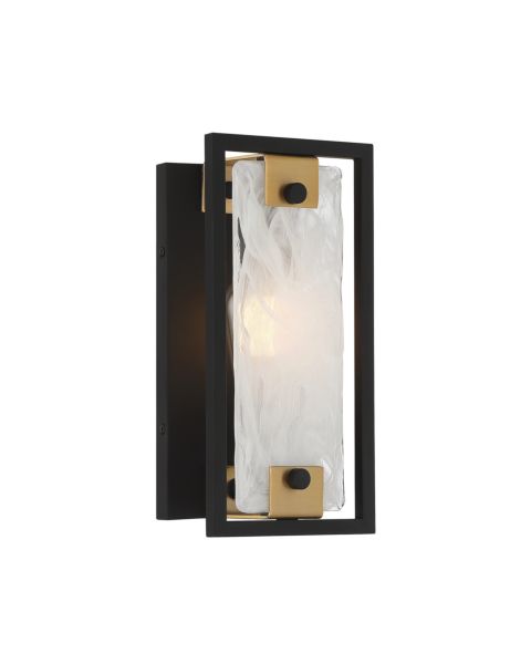Savoy House Hayward 1 Light Wall Sconce in Matte Black with Warm Brass Accents