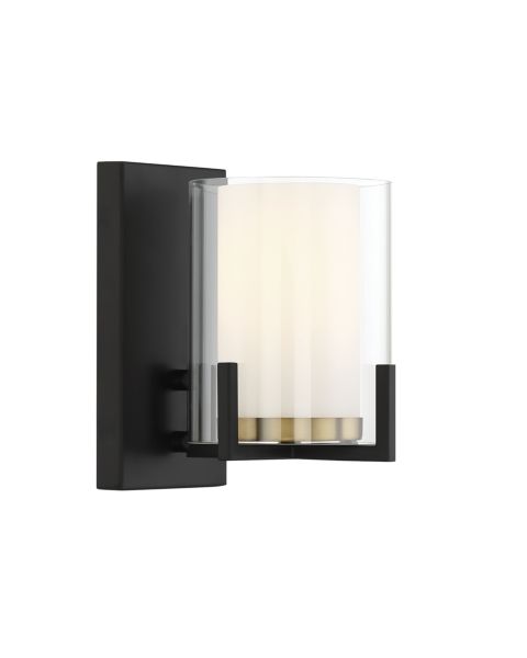 Savoy House Eaton 1 Light Wall Sconce in Matte Black with Warm Brass Accents