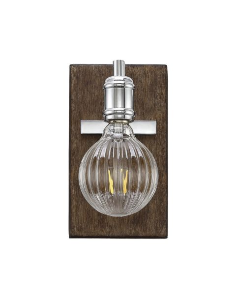 Savoy House Barfield 9 Inch Wall Sconce in Polished Nickel/Wood Accents