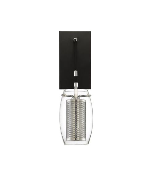 Savoy House Dunbar by Brian Thomas 1 Light Wall Sconce in Matte Black with Polished Chrome Accents