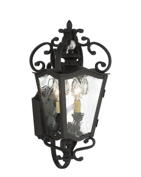 The Great Outdoors Brixton Ivy 2 Light Outdoor Hanging Light in Coal with Honey Gold Highlight