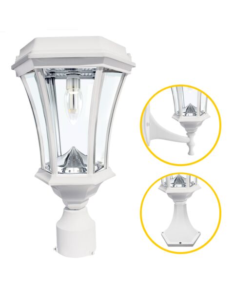 Victorian Bulb Solar Lamp Series 1-Light LED Wall Mount in White