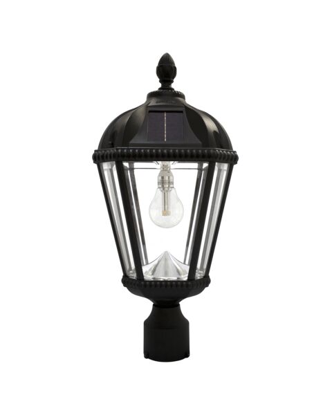 Royal Bulb Solar Lamp Series 1-Light LED Post Mount in Black