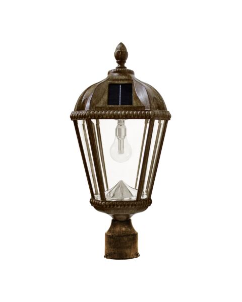 Royal Bulb Solar Lamp Series 1-Light LED Post Mount in Weathered Bronze