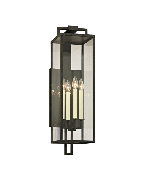 Troy Beckham 4 Light 29 Inch Outdoor Wall Light in Forged Iron