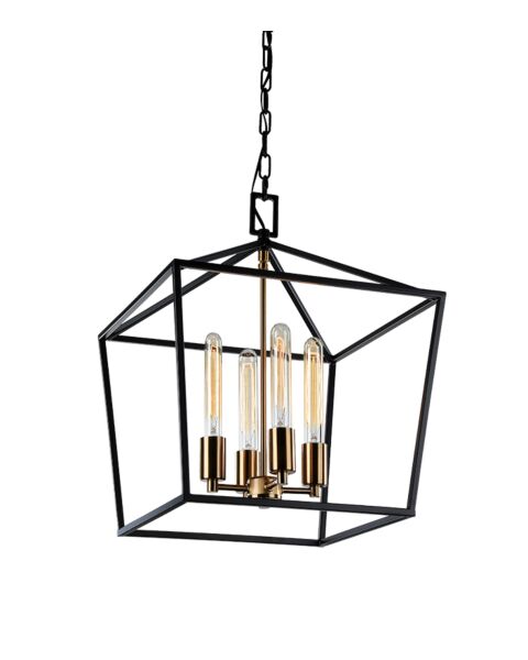 Matteo Scatola 4-Light Chandelier In Rusty Black & Aged Gold Brass Accents