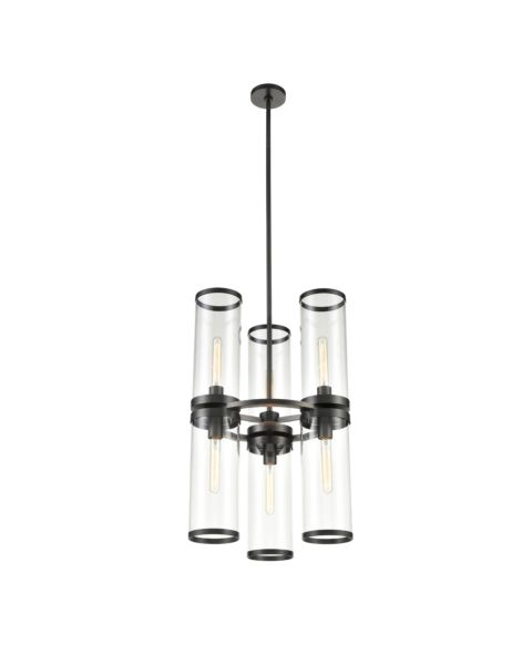Alora Revolve 6 Light Chandelier in Urban Bronze And Clear Glass