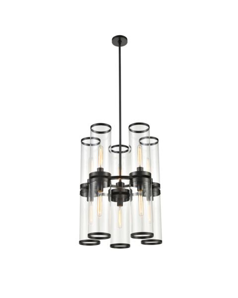 Alora Revolve 10 Light Chandelier in Urban Bronze And Clear Glass