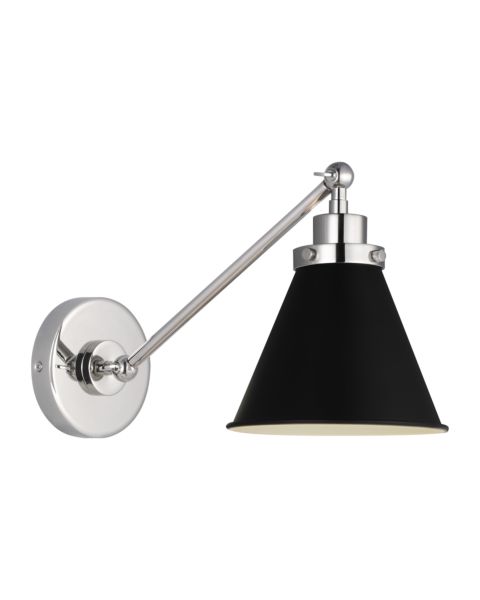 Wellfleet Wall Sconce in Midnight Black And Polished Nickel by Chapman & Myers
