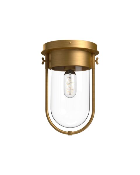 Cyrus 1-Light Flush Mount in Aged Gold with Clear Glass