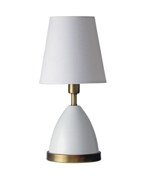 Geo 1-Light Table Lamp in White With Weathered Brass Accents