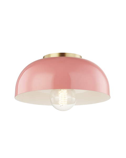 Mitzi Avery 11 Inch Ceiling Light in Aged Brass and Pink