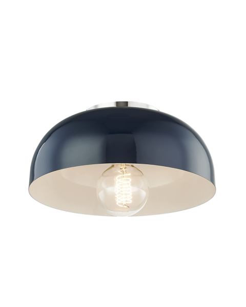 Mitzi Avery 11 Inch Ceiling Light in Polished Nickel and Navy