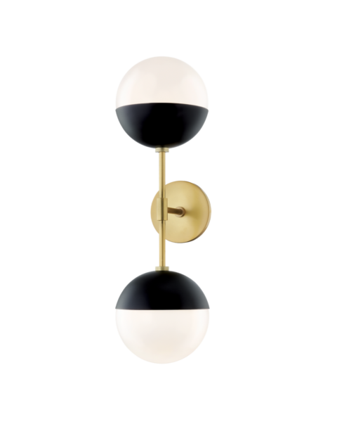 Mitzi Renee 2-Light Wall Sconce in Aged Brass With Black
