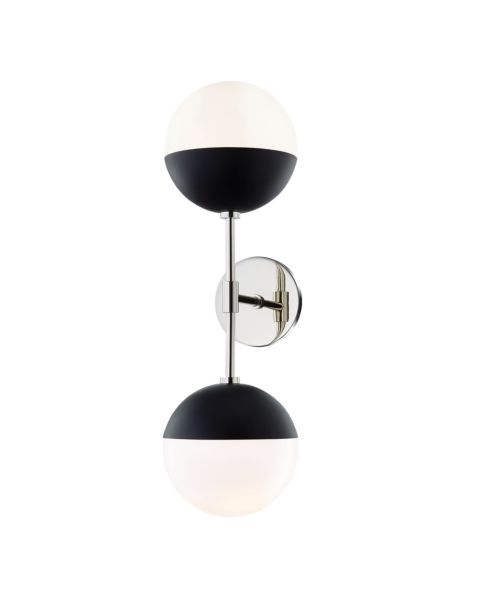 Mitzi Renee 2 Light 22 Inch Wall Sconce in Polished Nickel and Black