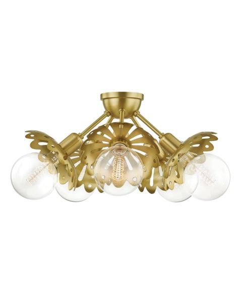 Mitzi Alyssa 5 Light Ceiling Light in Aged Brass