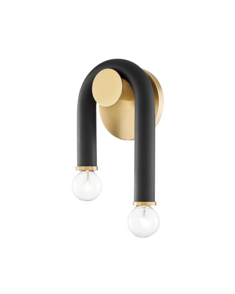 Mitzi Wilt 2 Light Wall Sconce in Aged Brass and Black