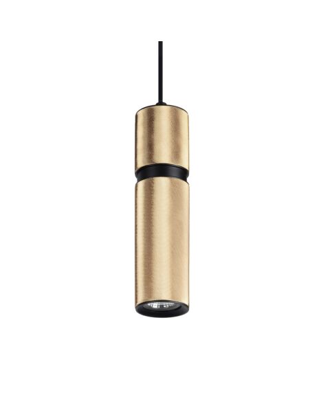 Cicada 1-Light Pendant in Knurled Brass With Black Accents