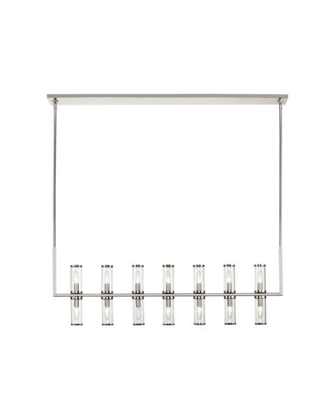 Alora Revolve 14 Light Linear Pendant in Polished Nickel And Clear Glass