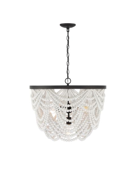 Meridian 5 Light Chandelier in White with Oil Rubbed Bronze