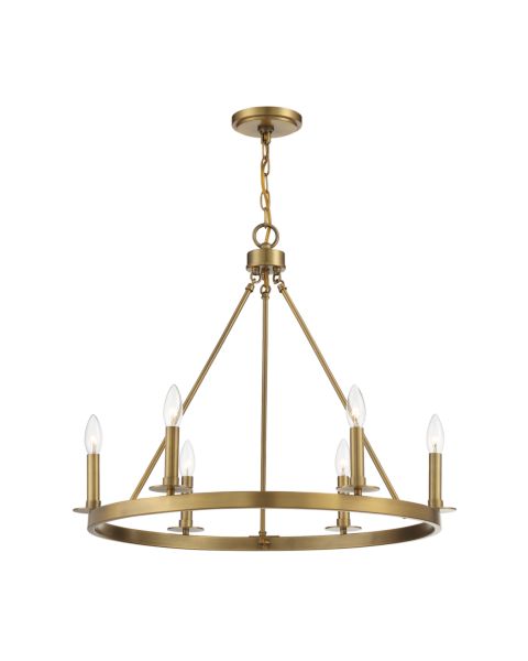 Trade Winds May 6 Light Chandelier in Natural Brass