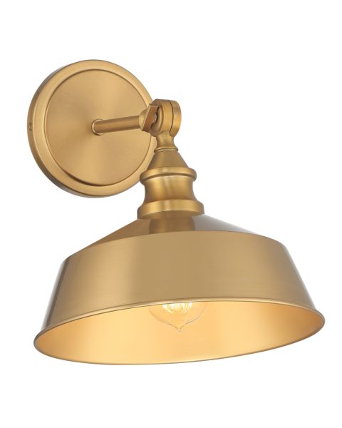 Meridian 1 Light Wall Sconce in Natural Brass