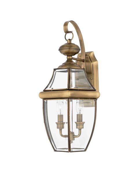 Quoizel Newbury 2 Light 11 Inch Outdoor Wall Lantern in Antique Brass
