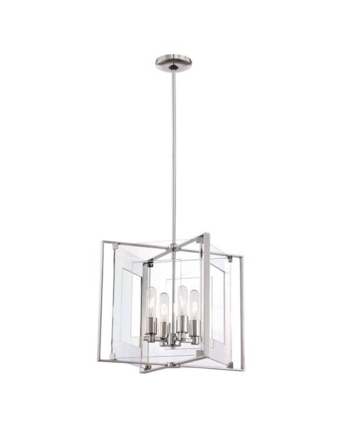 George Kovacs Crystal Clear 4 Light 15 Inch Pendant Light in Polished Nickel