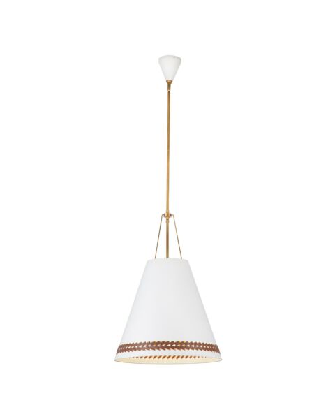 Brickell 3-Light Pendant in Matte White with Hazelnut Leather