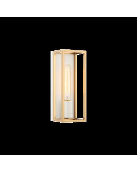 Matteo Shadowbox 1-Light Wall Sconce In White With Aged Gold Brass