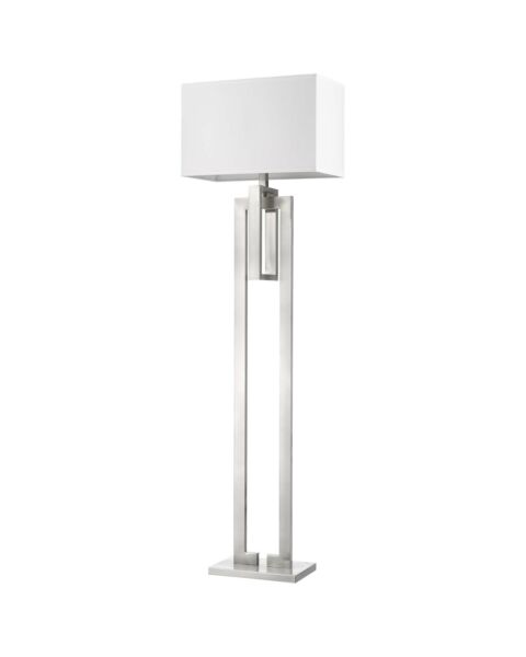 Precision 1-Light Brushed Nickel Floor Lamp With Ivory Shantung Shade