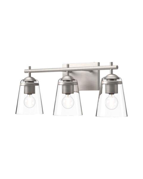 Addison 3-Light Bathroom Vanity Light in Brushed Nickel with Clear Glass