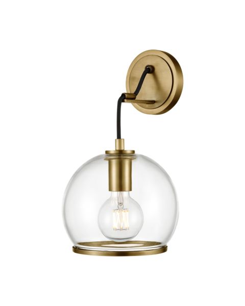 Alora Coast Wall Sconce in Vintage Brass And Clear Glass