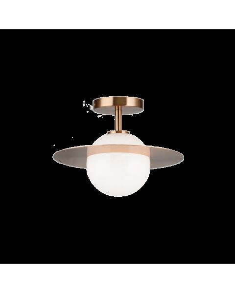 Matteo Saturn 1-Light Ceiling Light In Aged Gold Brass With Opal Glass