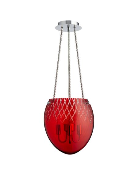 Spheroid Red Etched Glass Pendant Light