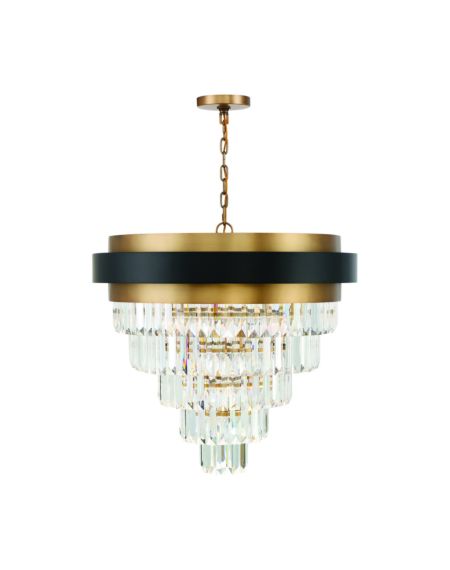 Marquise 9-Light Chandelier in Matte Black with Warm Brass Accents