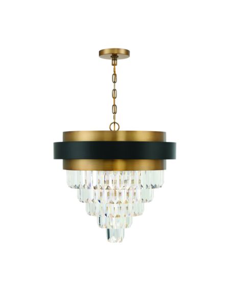 Marquise 4-Light Chandelier in Matte Black with Warm Brass Accents
