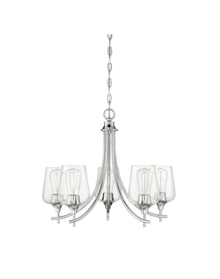 Savoy House Octave 5 Light Chandelier in Polished Chrome