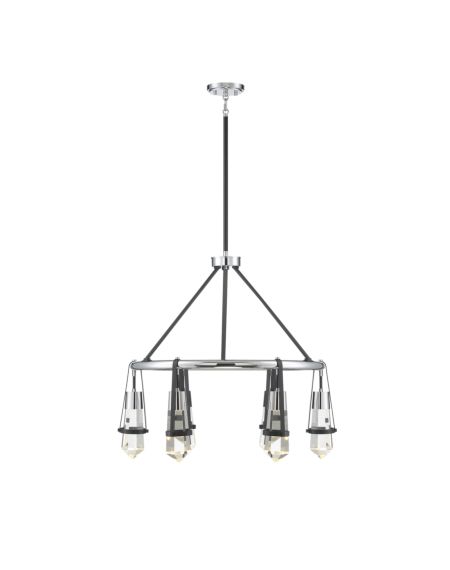 Savoy House Denali 6 Light LED Chandelier in Matte Black with Polished Chrome Accents
