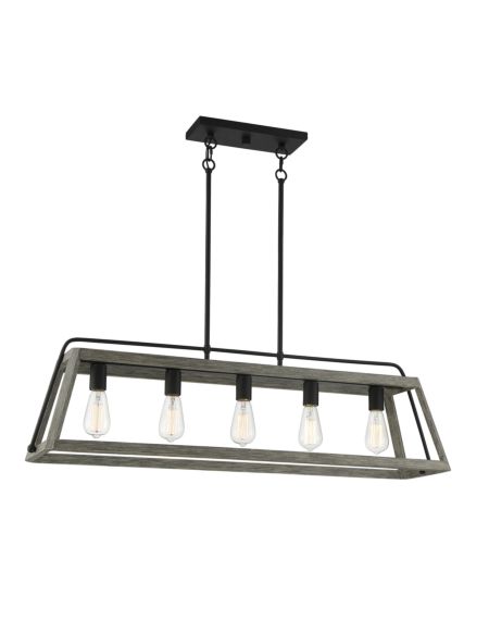 Savoy House Hasting 5 Light Linear Chandelier in Noblewood with Iron