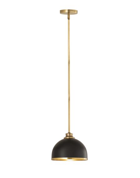 Z-Lite Landry 1-Light Pendant Light In Matte Black With Rubbed Brass