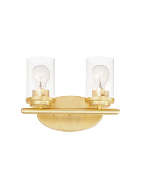 Corona 2-Light Bathroom Vanity Light in Satin Brass