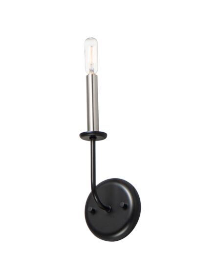 Wesley 1-Light Wall Sconce in Black with Satin Nickel